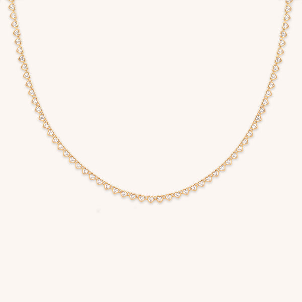 astrid & miyu Heart Bezel Tennis Necklace in Gold