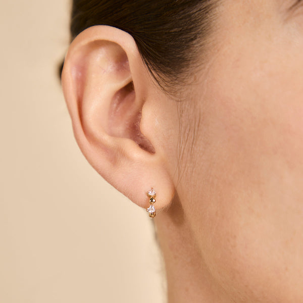 Astrid & Miyu Heart Crystal Hoop In Gold