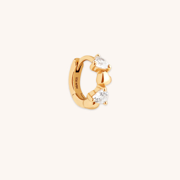 astrid & miyu Heart Crystal Hoop in Gold