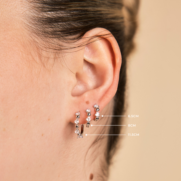 Astrid & Miyu Heart Crystal Hoop In Silver