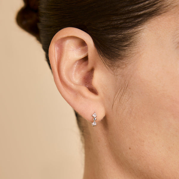 Astrid & Miyu Heart Crystal Hoop In Silver