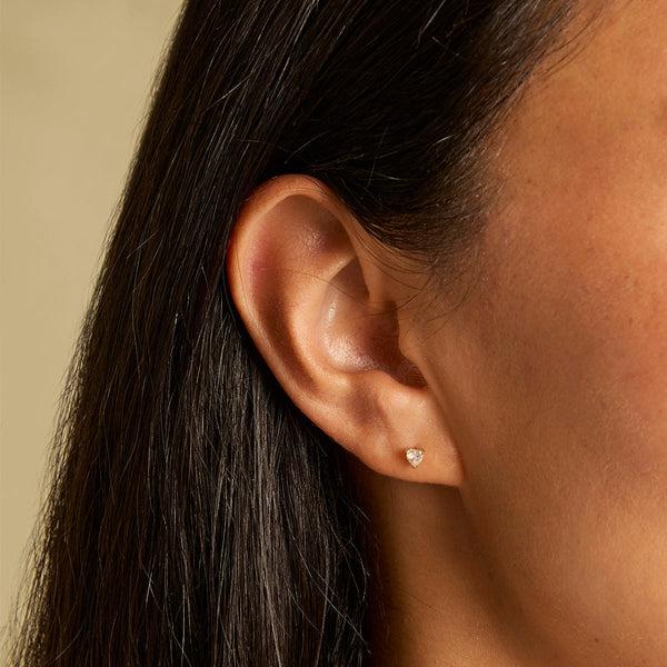 Astrid & Miyu Heart Crystal Studs In Gold