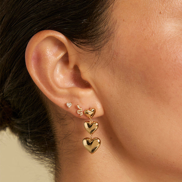 Astrid & Miyu Heart Crystal Studs In Gold