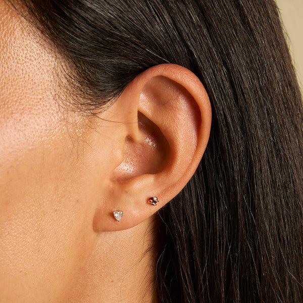 Astrid & Miyu Heart Crystal Studs In Silver