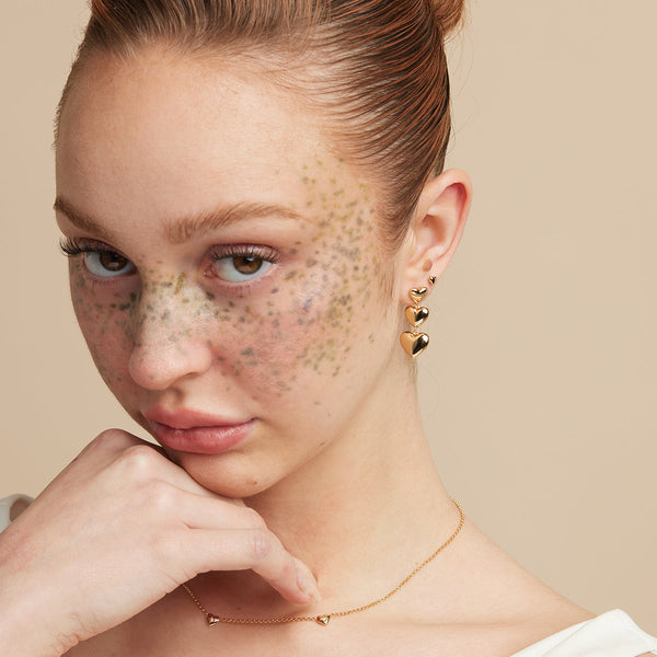 Astrid & Miyu Heart Drop Stud Earrings In Gold