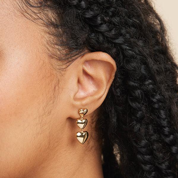 Astrid & Miyu Heart Drop Stud Earrings In Gold
