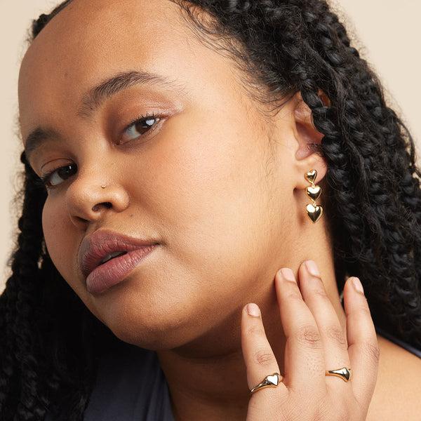 Astrid & Miyu Heart Drop Stud Earrings In Gold