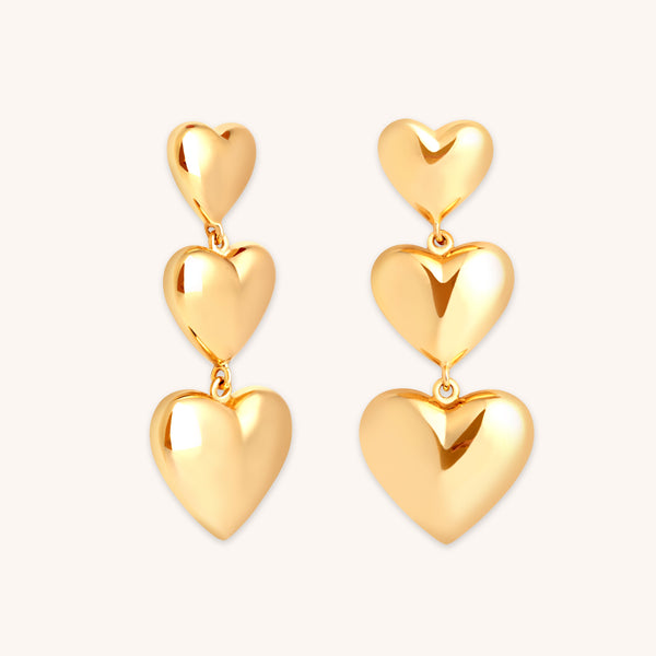 astrid & miyu Heart Drop Stud Earrings in Gold