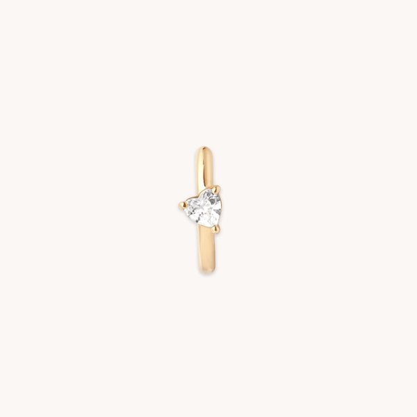 Astrid & Miyu Heart Gem Piercing Hoop In Solid Gold