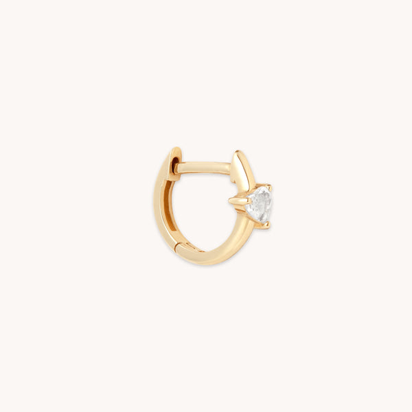 astrid & miyu Heart Gem Piercing Hoop in Solid Gold