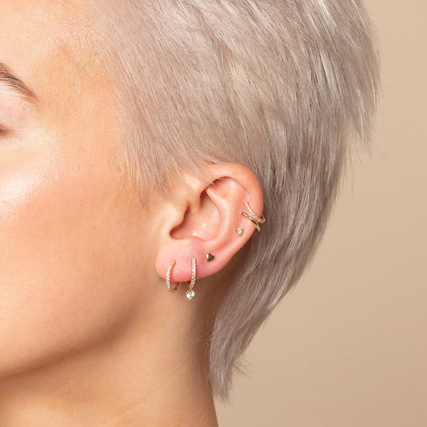 Astrid & Miyu Heart Gem Piercing Stud In Solid Gold