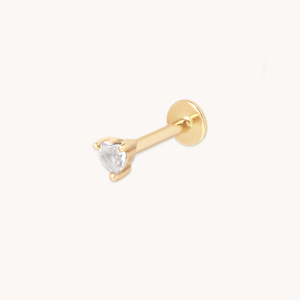 astrid & miyu Heart Gem Piercing Stud in Solid Gold