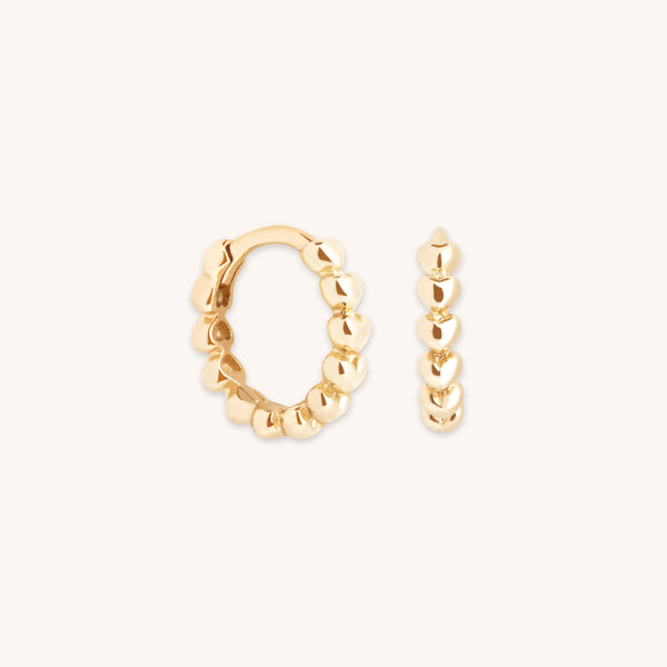 astrid & miyu Heart Huggies in Solid Gold