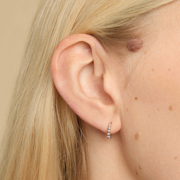 Astrid & Miyu Heart Huggies In Solid White Gold