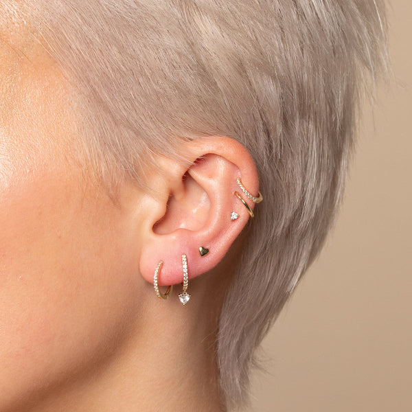 Astrid & Miyu Heart Piercing Stud In Solid Gold