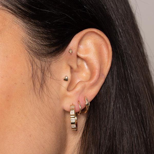 Astrid & Miyu Heart Piercing Stud In Solid Gold