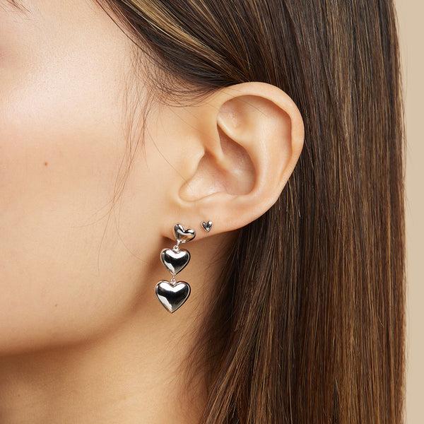 Astrid & Miyu Heart Stud Earrings In Silver
