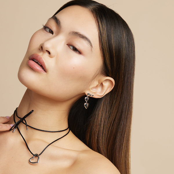 Astrid & Miyu Heart Stud Earrings In Silver