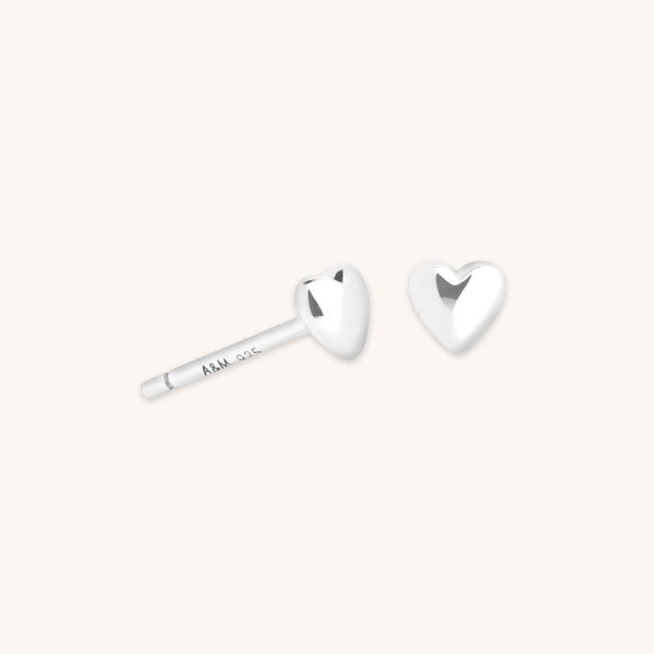 astrid & miyu Heart Stud Earrings in Silver