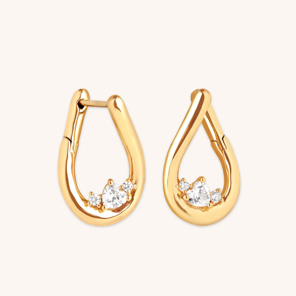 astrid & miyu Hidden Heart Molten Hoops in Gold