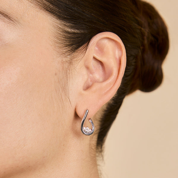 Astrid & Miyu Hidden Heart Molten Hoops In Silver