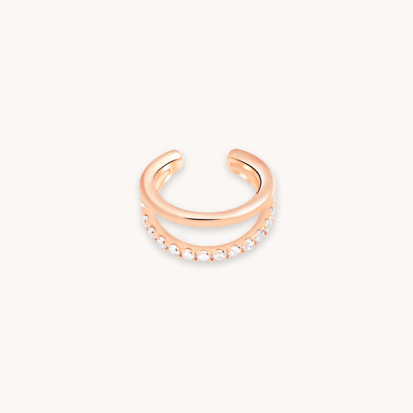 astrid & miyu Illusion Crystal Ear Cuff in Rose Gold