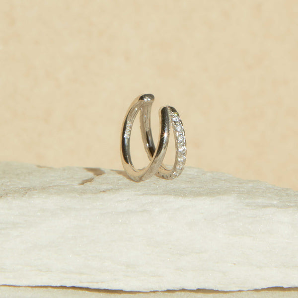 Astrid & Miyu Illusion Crystal Ear Cuff In Silver