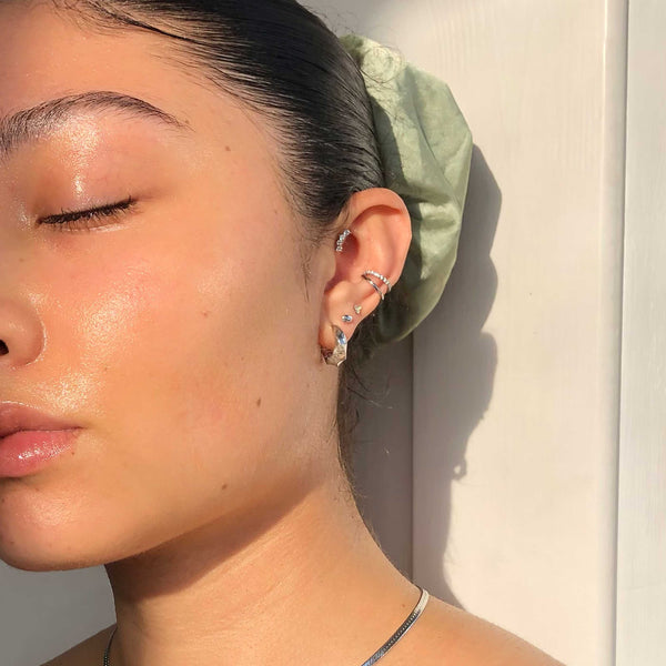 Astrid & Miyu Illusion Crystal Ear Cuff In Silver