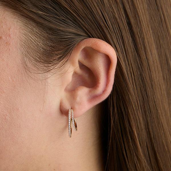 Astrid & Miyu Illusion Crystal Hoops In Gold