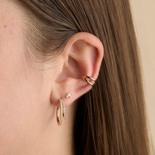 Astrid & Miyu Illusion Crystal Hoops In Gold