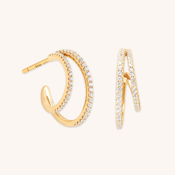 astrid & miyu Illusion Crystal Hoops in Gold