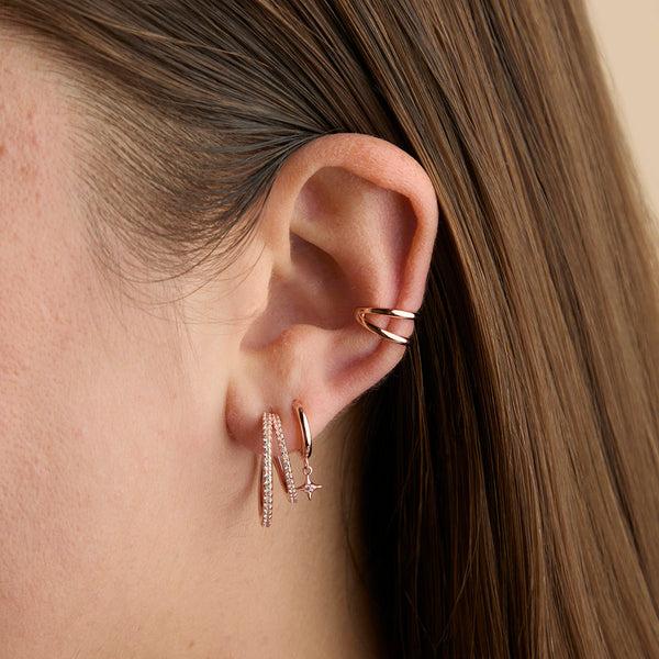 Astrid & Miyu Illusion Crystal Hoops In Rose Gold
