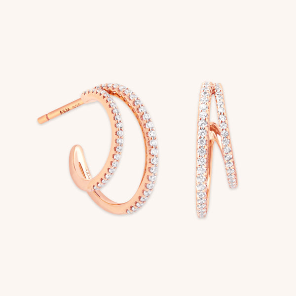 astrid & miyu Illusion Crystal Hoops in Rose Gold