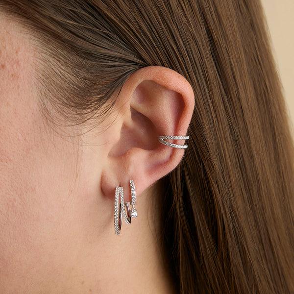 Astrid & Miyu Illusion Crystal Hoops In Silver