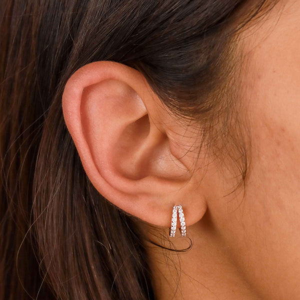 Astrid & Miyu Illusion Crystal Huggies In Rose Gold