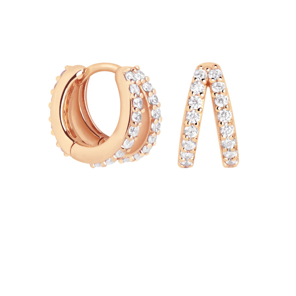 Astrid & Miyu Illusion Crystal Huggies In Rose Gold