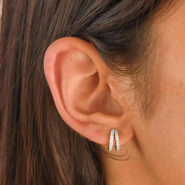 Astrid & Miyu Illusion Crystal Huggies In Silver