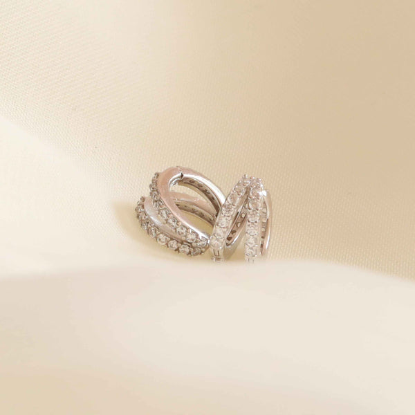 Astrid & Miyu Illusion Crystal Huggies In Silver