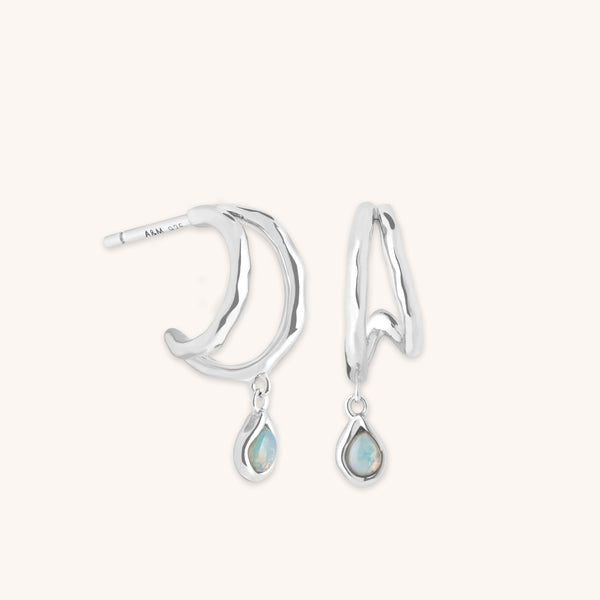 astrid & miyu Illusion Opal Charm Huggies in Silver