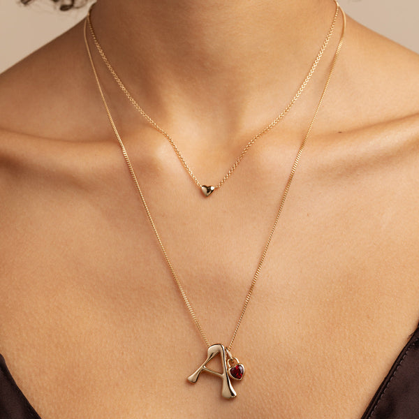 Astrid & Miyu Love Heart Charm Necklace In Gold