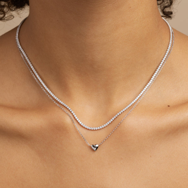 Astrid & Miyu Love Heart Charm Necklace In Silver