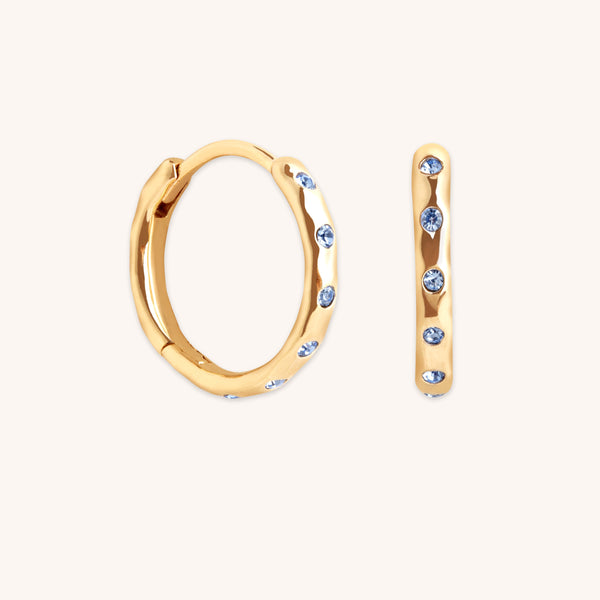 astrid & miyu Molten Blue Crystal Hoops in Gold