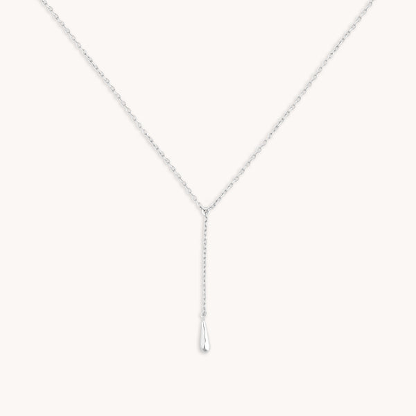 astrid & miyu Molten Charm Lariat Necklace in Silver