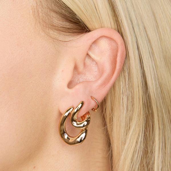 Astrid & Miyu Molten Hoops Gift Set In Gold