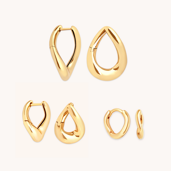 astrid & miyu Molten Hoops Gift Set in Gold