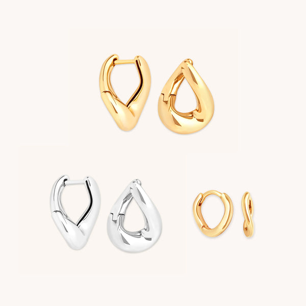 astrid & miyu Molten Hoops Gift Set in Mixed Metal