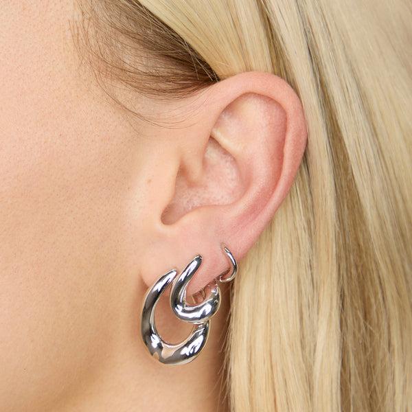 Astrid & Miyu Molten Hoops Gift Set In Silver