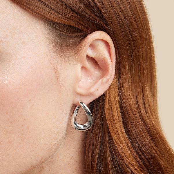 Astrid & Miyu Molten Large Hoops In Silver