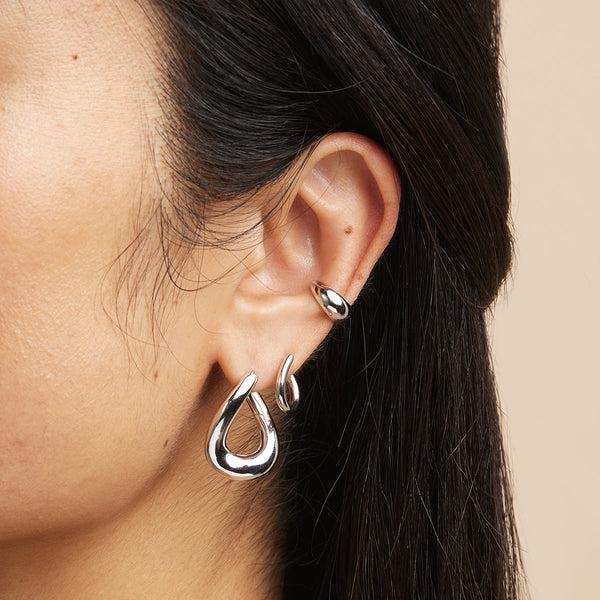 Astrid & Miyu Molten Large Hoops In Silver