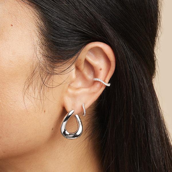 Astrid & Miyu Molten Large Hoops In Silver